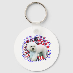 Bichon Frise Patriot Keychain