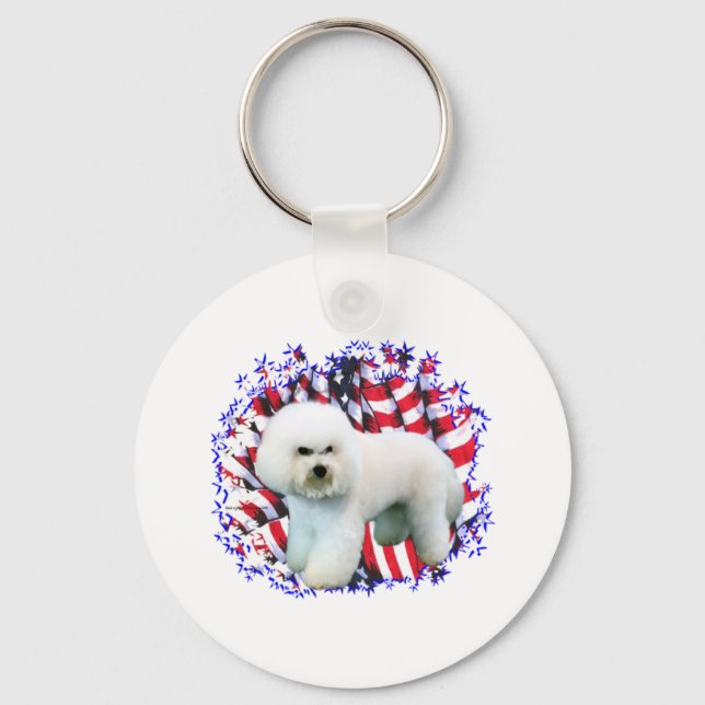 Bichon Frise Patriot Keychain (Front)