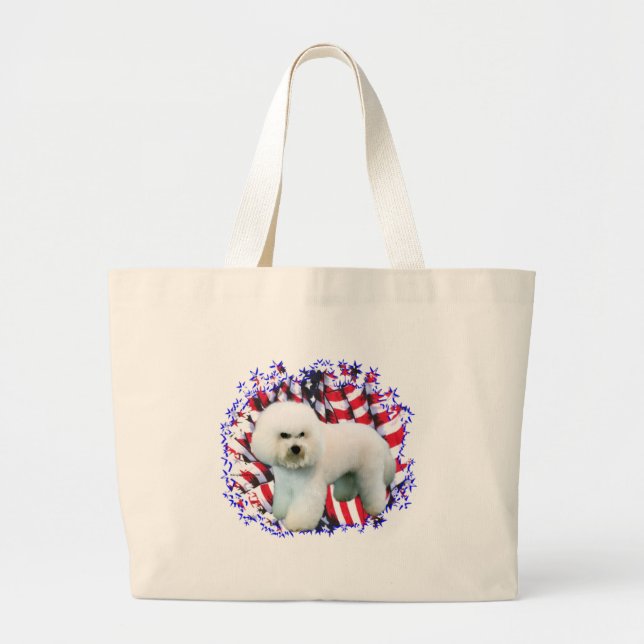 Bichon Frise Patriot Large Tote Bag (Front)