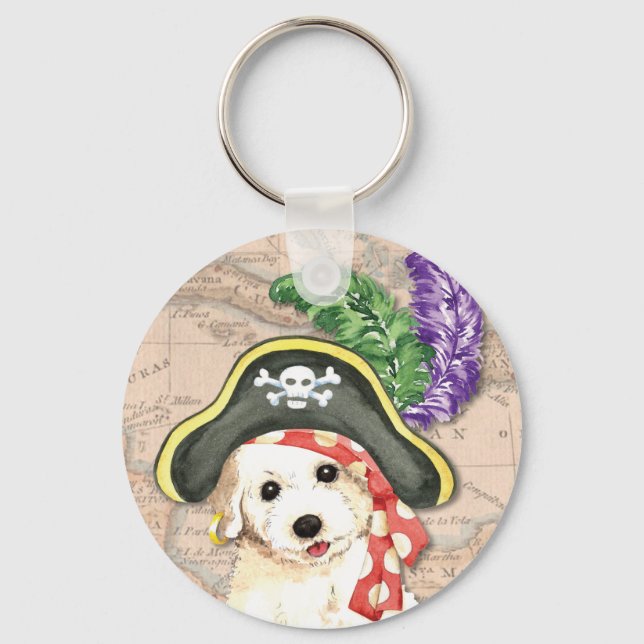 Bichon Frise Pirate Keychain (Front)