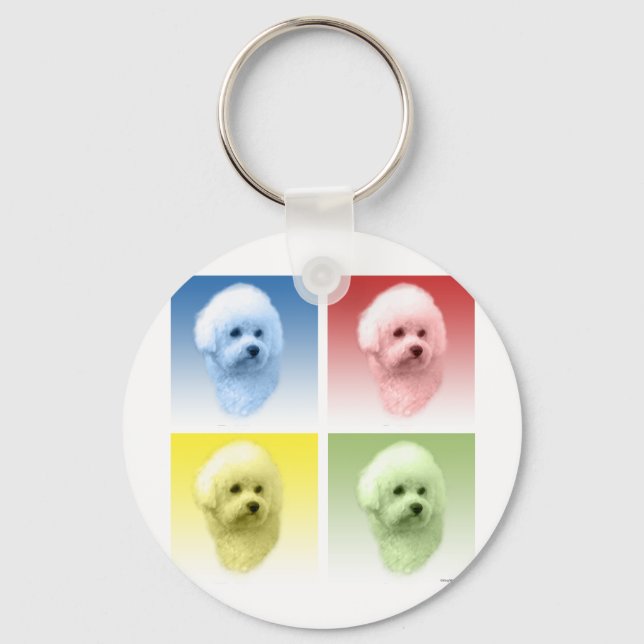 Bichon Frise Pop Art Keychain (Front)