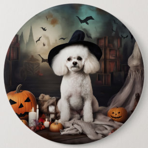 Bichon Frise Pumpkins Halloween Scary 6 Inch Round Button