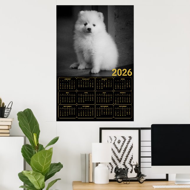 Bichon Frise Puppy 2026 Calendar Poster (Home Office)