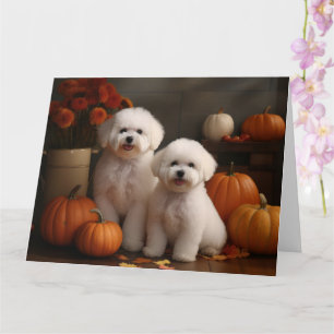 Bichon Frise Puppy Autumn Delight Pumpkin Card