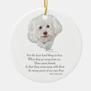 Bichon Frise Rainbow Bridge Ceramic Ornament
