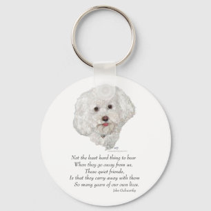 Bichon Frise Rainbow Bridge Keychain