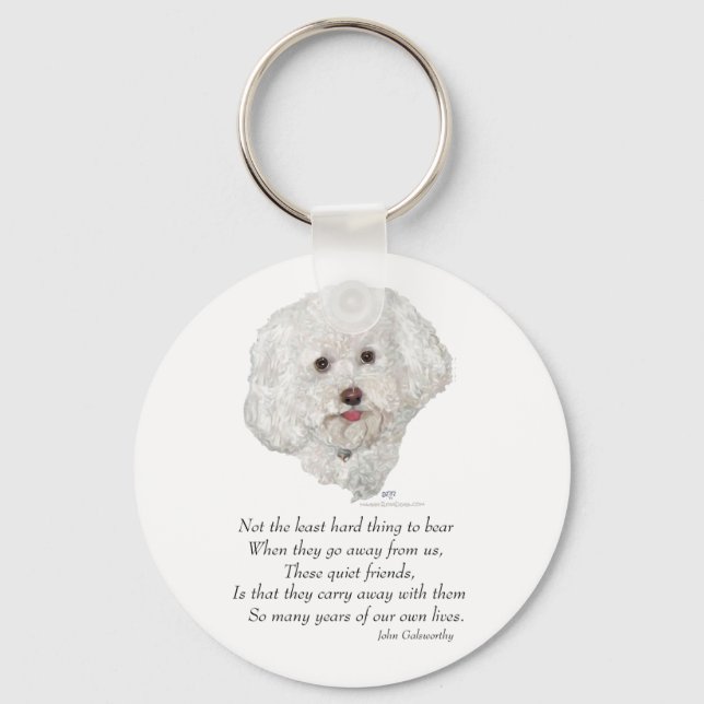 Bichon Frise Rainbow Bridge Keychain (Front)