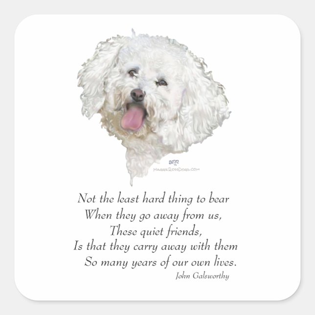 Bichon Frise Rainbow Bridge Square Sticker (Front)
