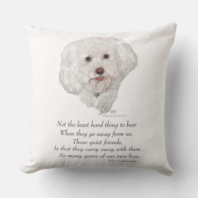 Bichon Frise Rainbow Bridge Throw Pillow (Front)