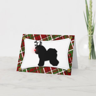 Bichon Frise Reindeer Christmas Card