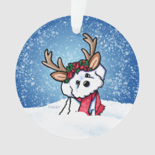 Bichon Frise Reindeer Christmas Ornament