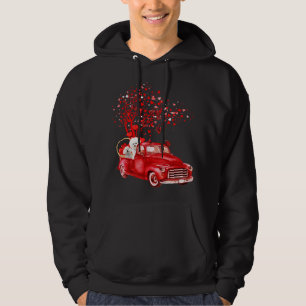 Bichon Frise Riding Red Truck Valentine Butterfly  Hoodie