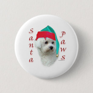 Bichon Frise Santa Paws 2 Inch Round Button