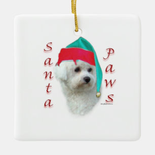 Bichon Frise Santa Paws Ceramic Ornament