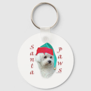 Bichon Frise Santa Paws Keychain