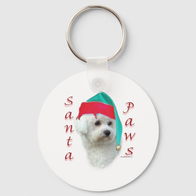 Bichon Frise Santa Paws Keychain (Front)