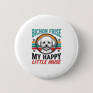 Bichon Frise Shirt Vintage Spirit Dog Art_1 2 Inch Round Button