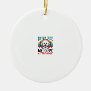 Bichon Frise Shirt Vintage Spirit Dog Art_1 Ceramic Ornament