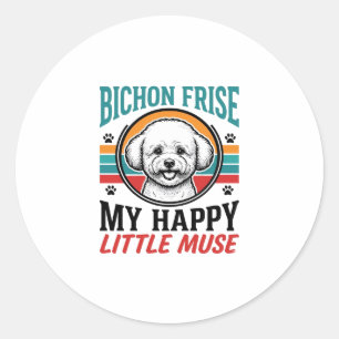 Bichon Frise Shirt Vintage Spirit Dog Art_1 Classic Round Sticker