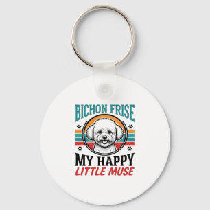 Bichon Frise Shirt Vintage Spirit Dog Art_1 Keychain