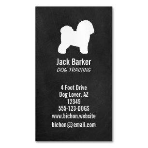Bichon Frise Silhouette Dog Breed Vertical Magnetic Business Card