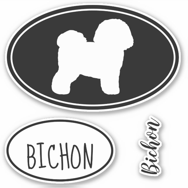 Bichon Frise Silhouette Vinyl Sticker Set (Front)