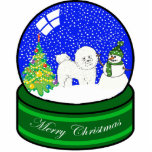 bichon frise snow globe photo sculpture ornament<br><div class="desc">cute holiday ornament</div>