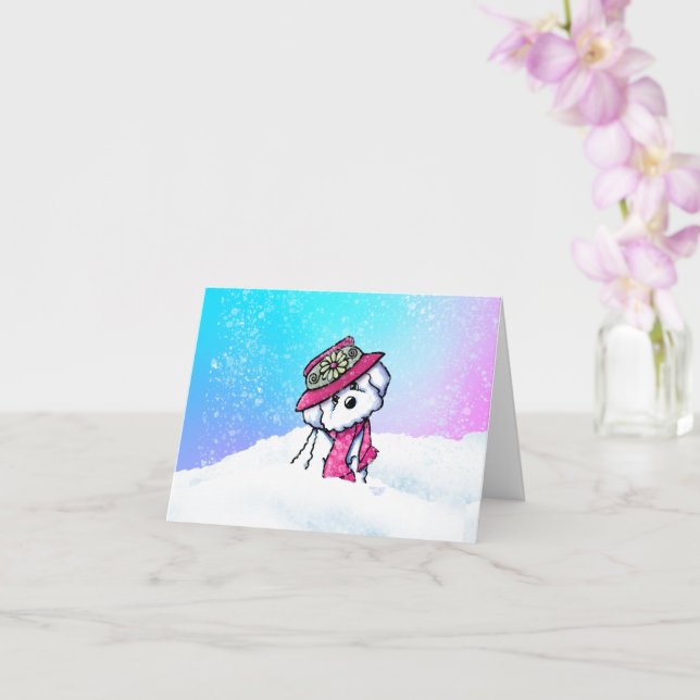 Bichon Frise Snowy Winter Card (Orchid)