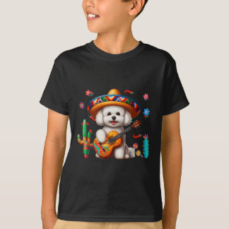 Bichon Frise Sombrero Mexican Guitar Cinco De Mayo T-Shirt