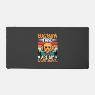 Bichon Frise Spirit Animal Retro Dog Desk Mat