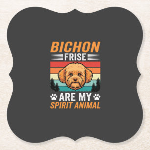 Bichon Frise Spirit Animal Retro Dog Paper Coaster
