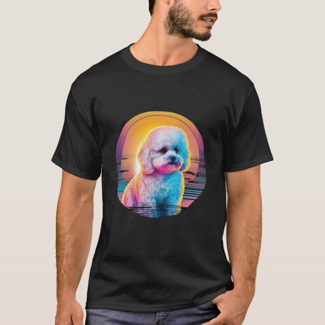 Bichon Frise Synthwave 80s Retrowave Aesthetic T-Shirt (Front)