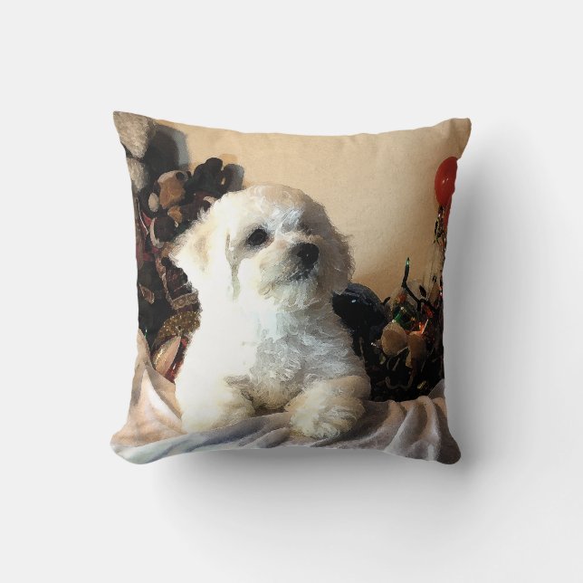 Bichon Frise Throw Pillow (Front)