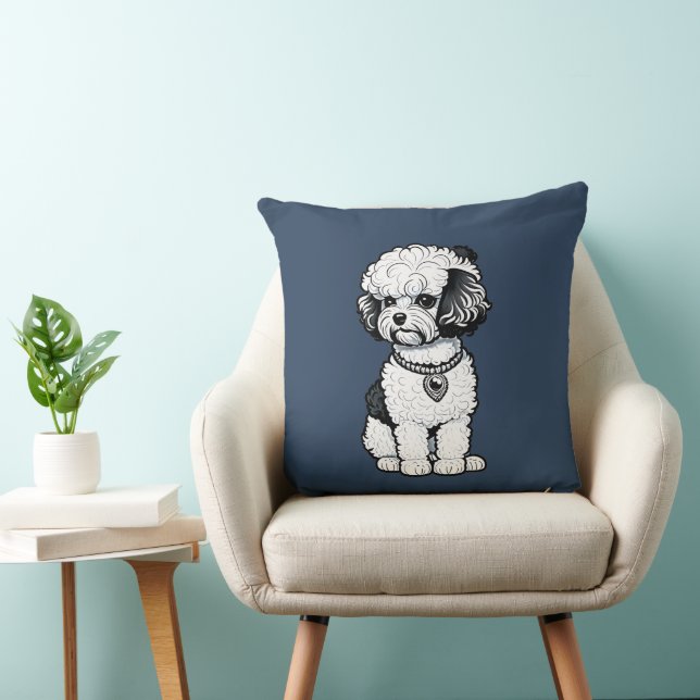 Bichon Frise Throw Pillow (Chair)