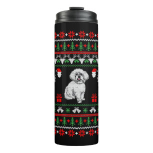 Bichon Frise Ugly Christmas Sweater Thermal Tumbler