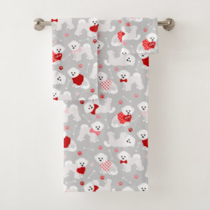 Bichon Frise Valentine Pattern Bath Towel Set