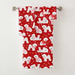 Bichon Frise Valentine Pattern Bath Towel Set