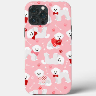 Bichon Frise Valentine Pattern iPhone 13 Pro Max Case