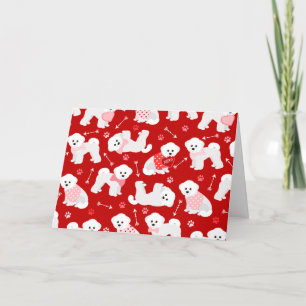 Bichon Frise Valentine Pattern Holiday Card