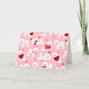 Bichon Frise Valentine Pattern Holiday Card
