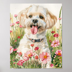 Bichon Frise Watercolor Dog Art Wall Poster