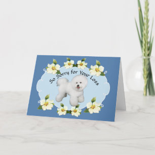 Bichon Frise with Blue Dogwood Sympathy Card
