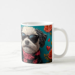 Bichon Frise With Heart Roses Valentine's Day Coffee Mug