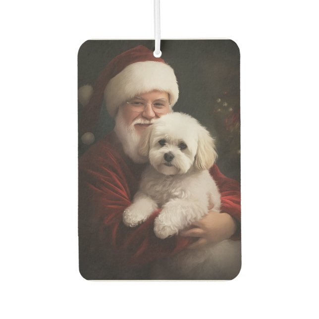 Bichon Frise with Santa Claus Festive Christmas  Air Freshener (Front)