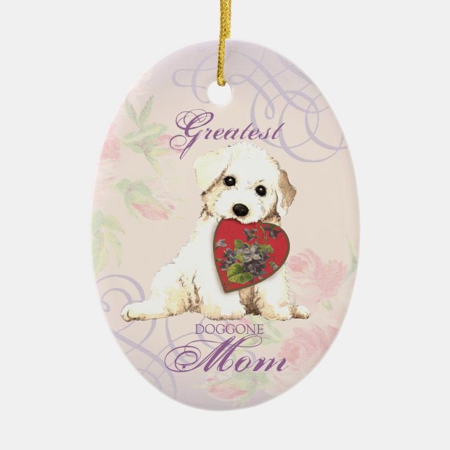 Bichon Heart Maman Ornement céramique (Devant)