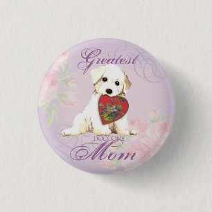 Bichon Heart Mom 1 Inch Round Button