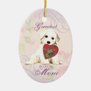 Bichon Heart Mom Ceramic Ornament