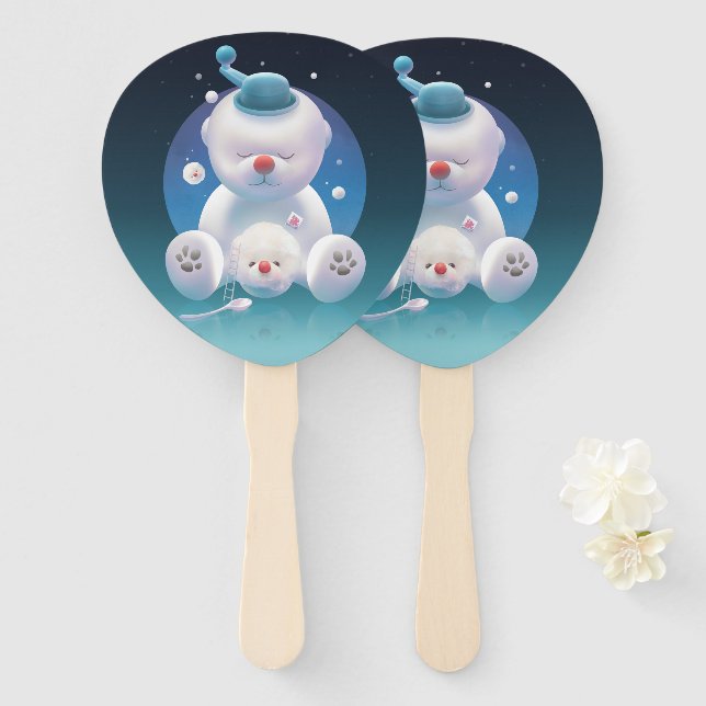 Bichon Ice Shaver Dreamland Hand Fan (Front and Back)