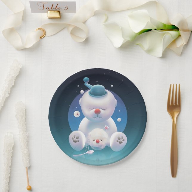 Bichon Ice Shaver Dreamland Paper Plate (Wedding)