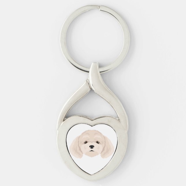Bichpoo, Poochon, Bichon Poodle dog mix Keychain (Front)